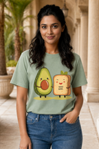 Avocado Toast Print Regular Fit Tshirt - Female Mockup 1