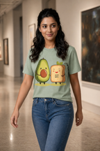 Avocado Toast Print Regular Fit Tshirt - Female Mockup 2
