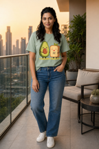 Avocado Toast Print Regular Fit Tshirt - Female Mockup 5