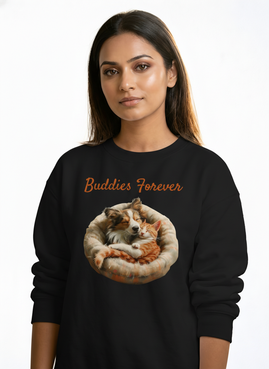 Buddies Forever Snuggle Illustration Sweatshirt Main image