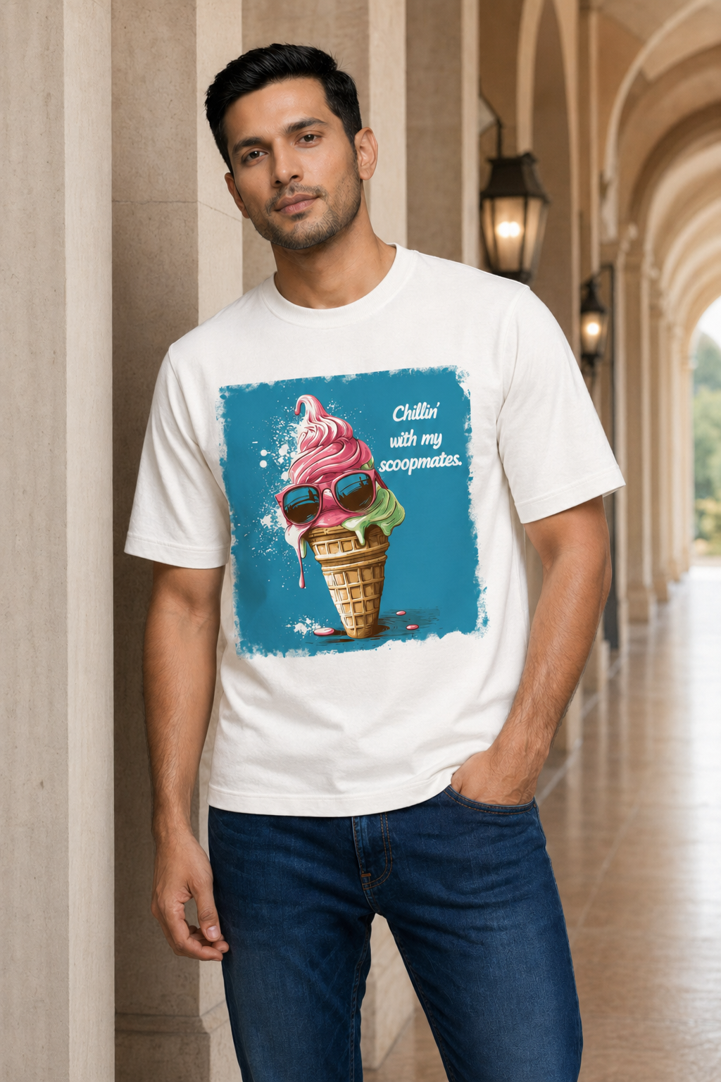 Vibrant Cool Cone Print T-shirt Secondary image