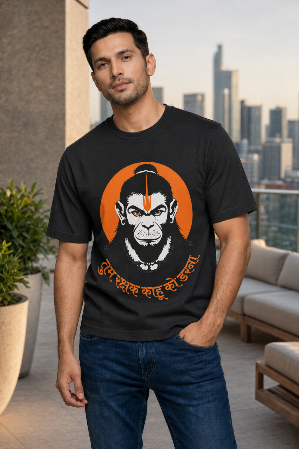 Divine Hanuman Ji Print T-shirt Secondary image