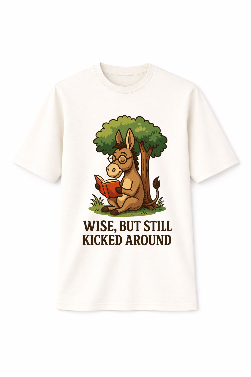 Scholar Donkey Reading Book Print Tshirt