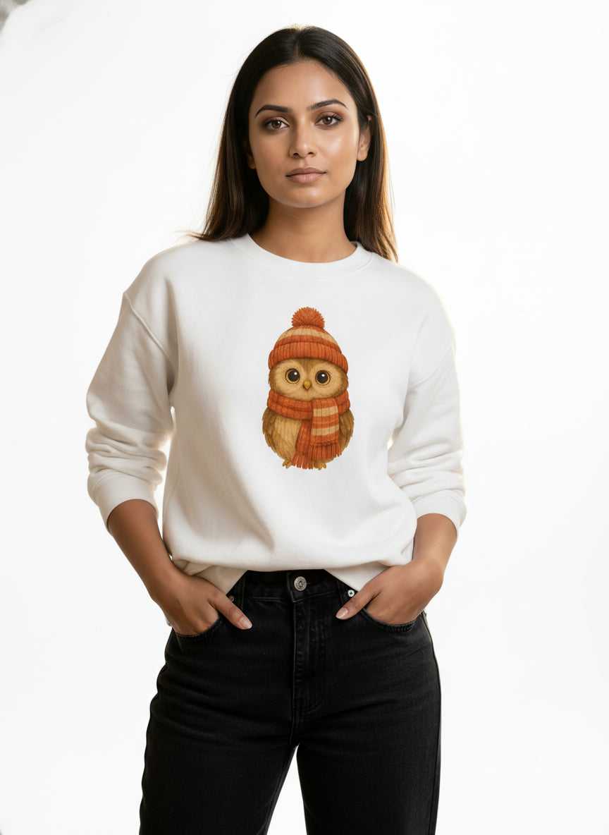 Snowy Owl Muffler Style Sweatshirt