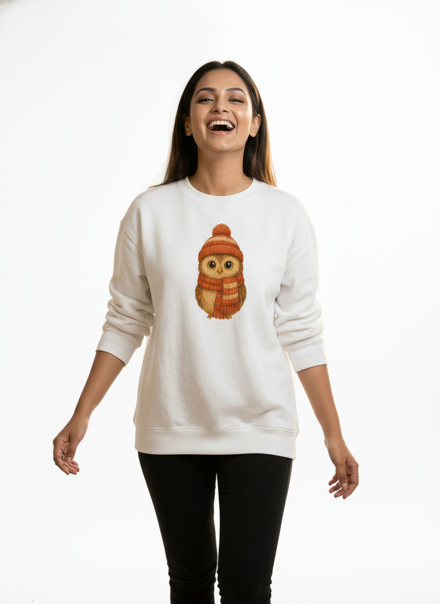 Snowy Owl Muffler Style Sweatshirt
