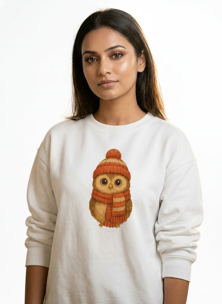 Snowy Owl Muffler Style Sweatshirt
