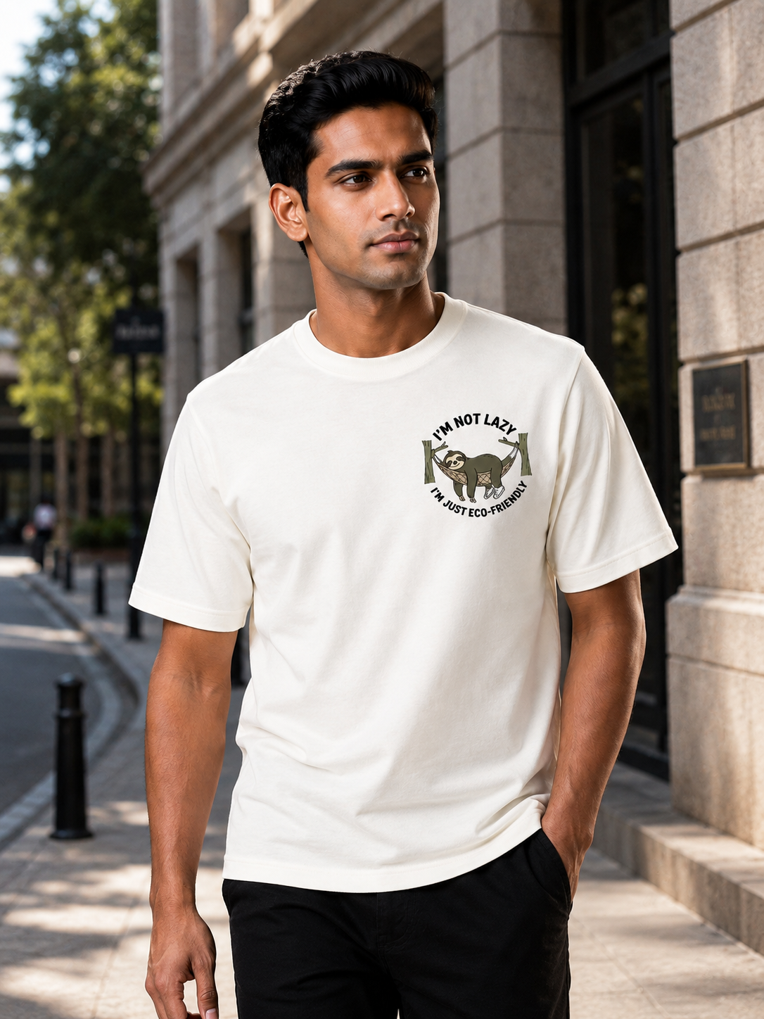 Eco-Friendly Sloth Print T-shirt Secondary image